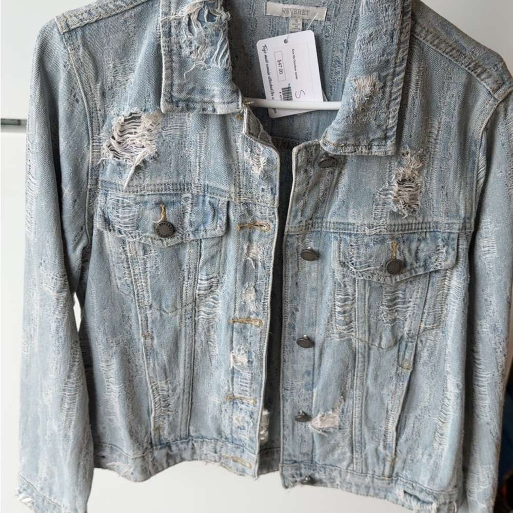 Versace Light Blue Distressed Jean Jacket